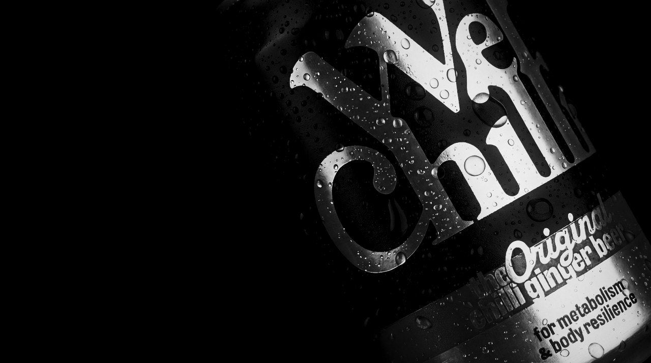 Wetchilli 330ml can — macro detail on 35mm black and white film